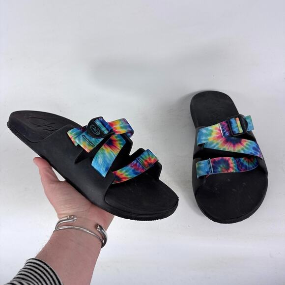 Chaco Chillos Slide Sandals Men\'s 12 Dark Tie-Dye Comfort Adjustable Slip On main image 8